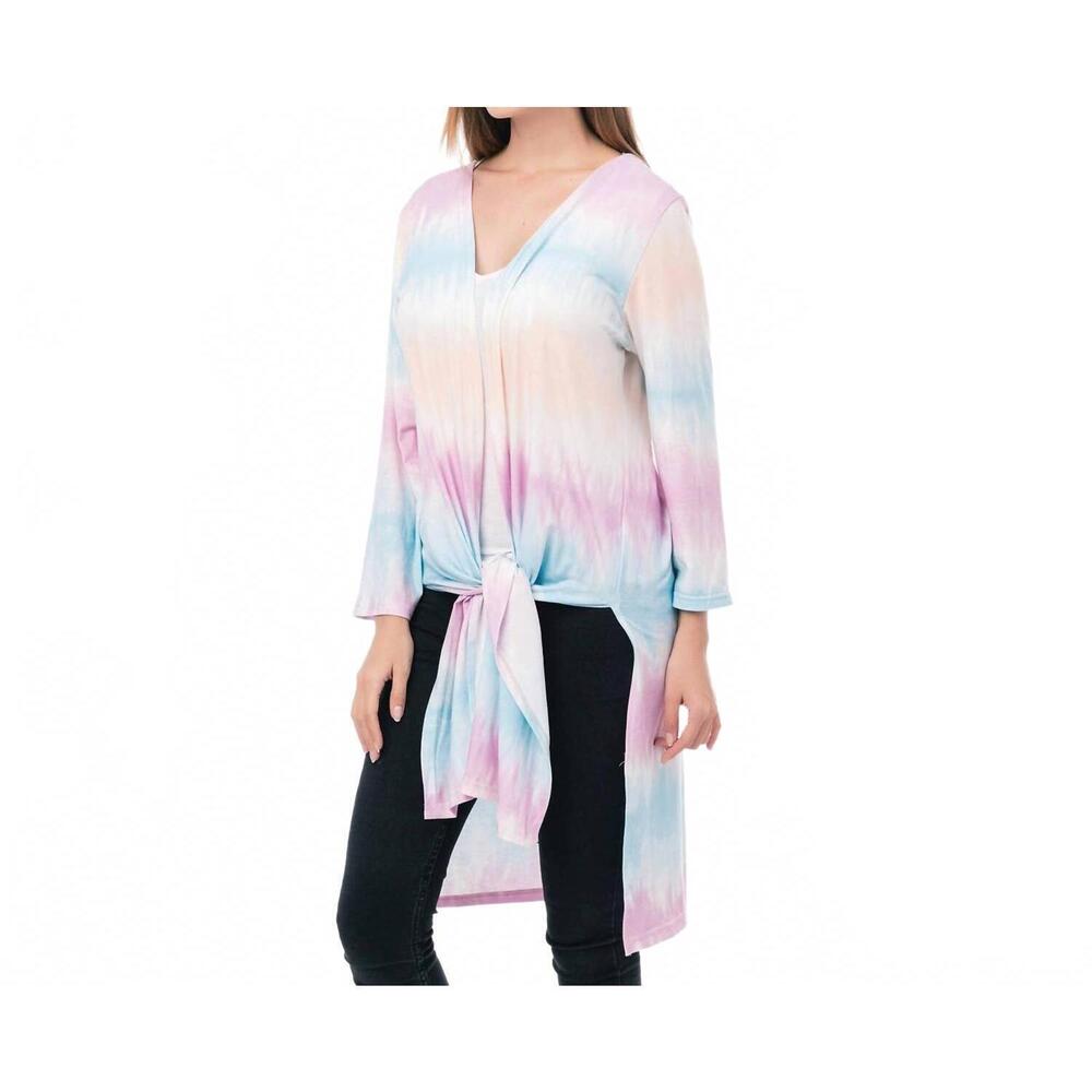 NEW JEN & CO. pastel long boho kimono wrap in stripe unicorn